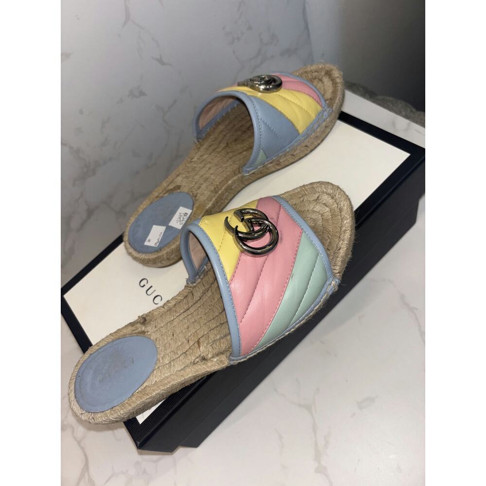 Gucci Espadrille Slides in Multi-Color with Logo - image 4